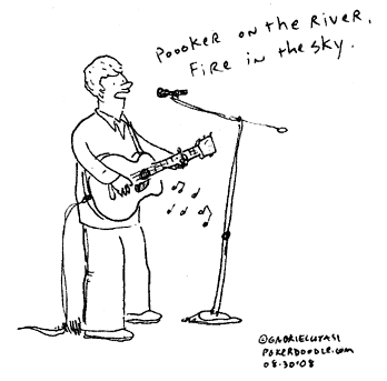 Funny poker cartoon by Gabriel Utasi about the song \"Smoke on the river\"