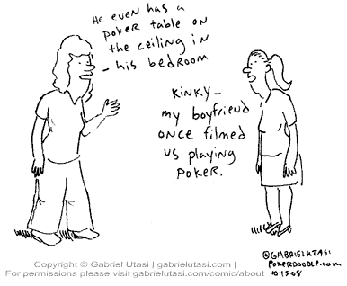 Funny poker cartoon by Gabriel Utasi about poker in relationships