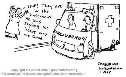 Funny poker cartoon by Gabriel Utasi about a pokerulance